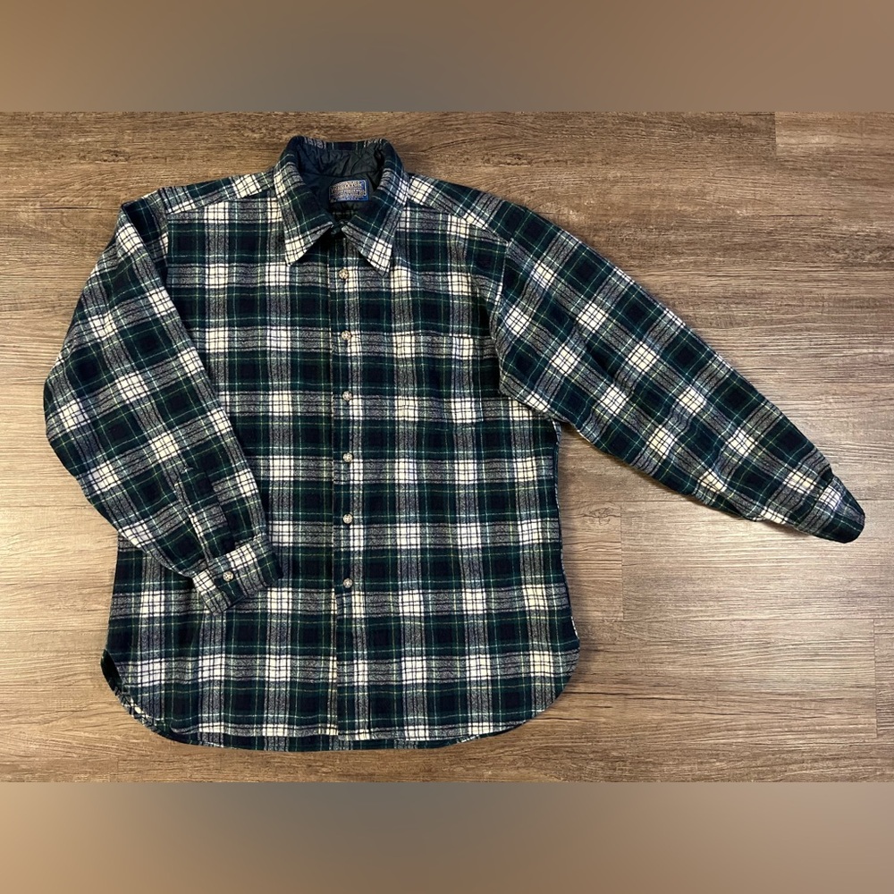 Vtg 60s MCM Pendleton Green‎ Blue Plaid Wool Authentic Dress Campbell Tartan E18
